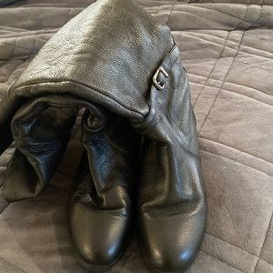 Black leather boots